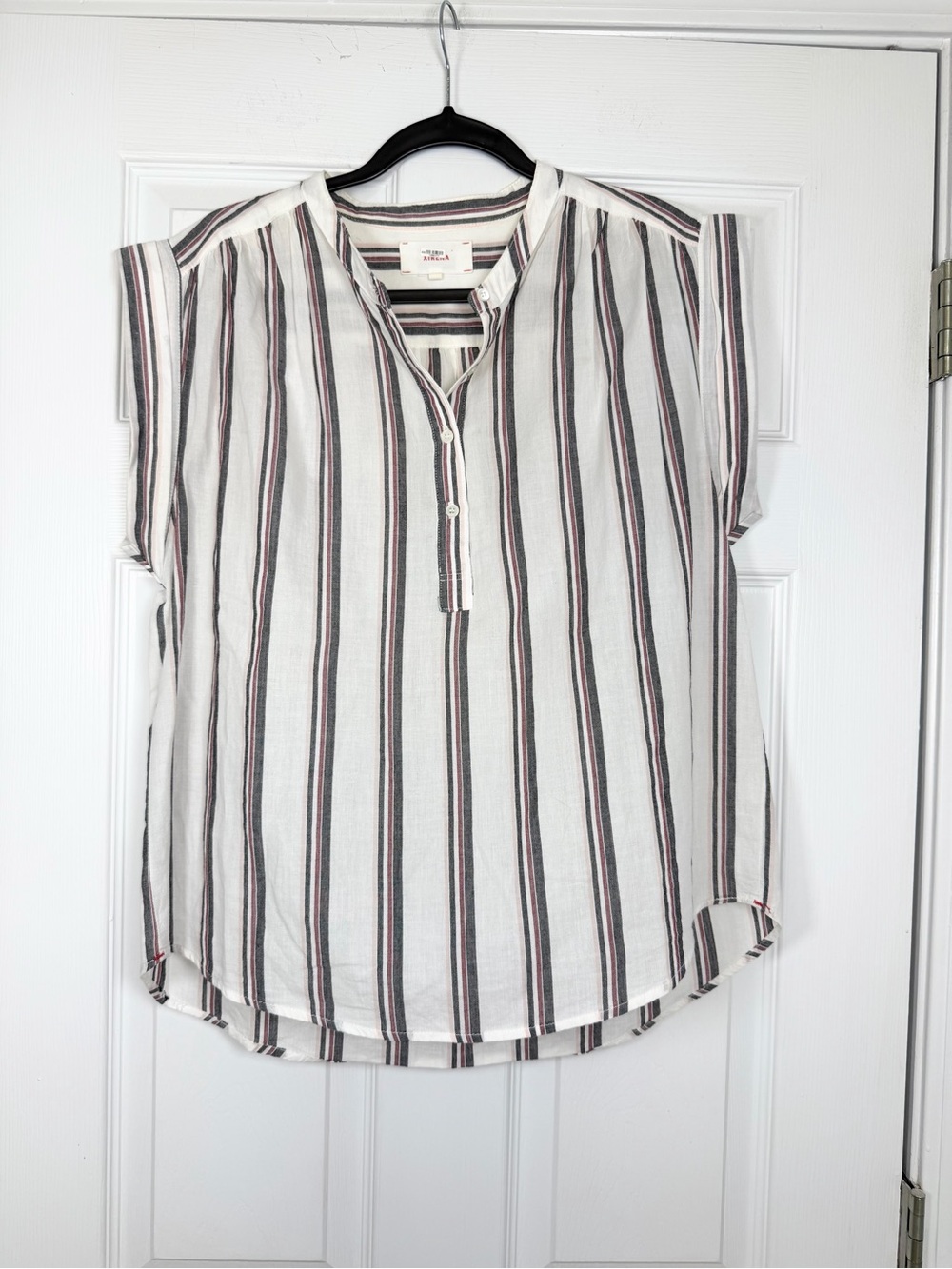 Xirena Size XS • Merrick White Multicolor Stripes Cotton Blouse Top.